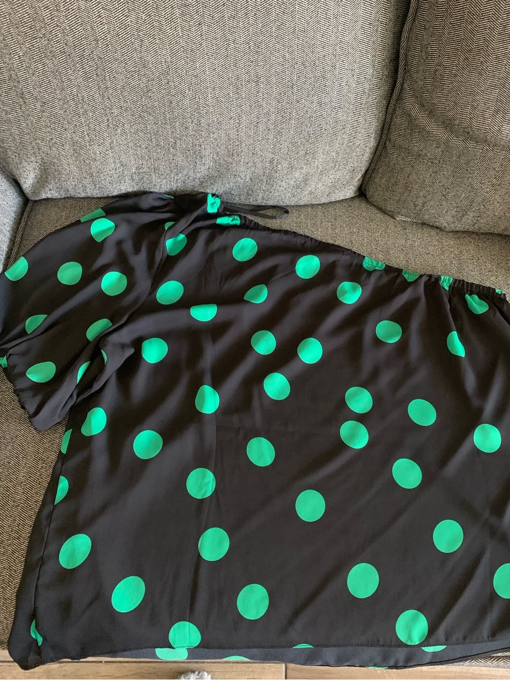 Black and Green Polka Dot One-Shoulder Women's Shirt